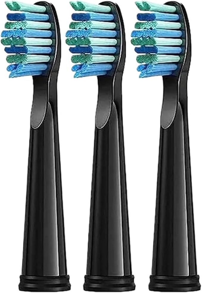 Compatible for Fairywill Replacement Toothbrush Heads for FW-507/508/551/515/917/959/2011 Electric(Black 3pcs)