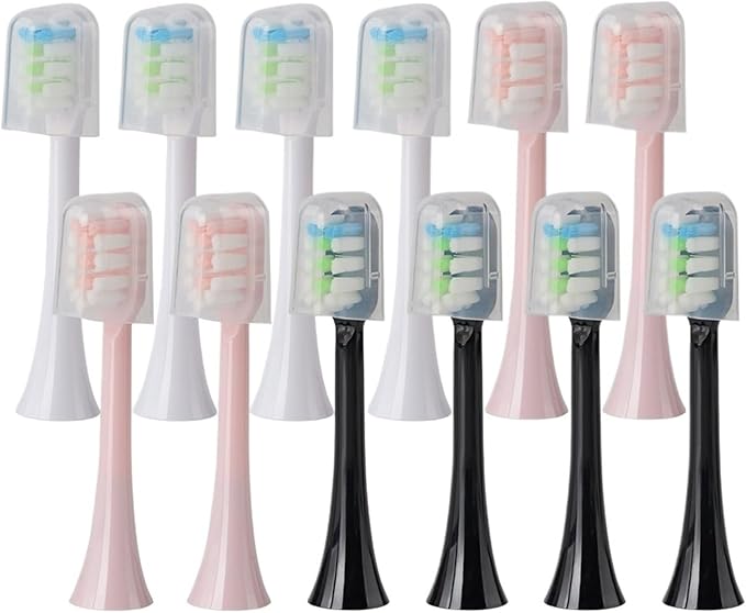 Replacement Brush Heads Compatible for SOOCAS X3U/X3Pro/X5/V1/D2/D3 6/12pcs Bristle Electric Toothbrush Sealed Packed(SHUSHI-WH-12PCS)