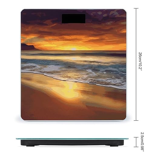 Sunset Beach Weight Scale Digital Electronic Scales Bathroom Scale Larg LCD Backlight Display High Precisio MeasurementsTempered Glass