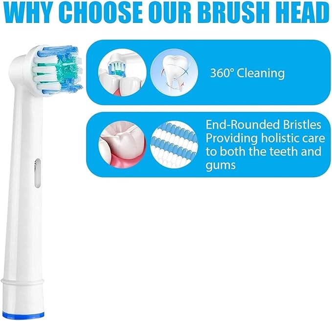 Replacement Toothbrush HeadsCompatible For Oral B Compatible For Braun Electric Toothbrushes Brush Head Refills 1000 1500 3000 7000 7500 8000(White-4 Pcs)