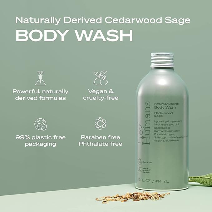 HEY HUMANS Body Wash Cedarwood Sage + Lavender Vanilla + Coconut Mint 14 Fl Oz (Variety Pack)