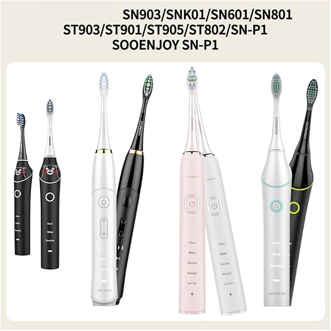 16pcs Replacement Toothbrush Head Compatible for SOUNESS Electric SN903/SNK01/SN601/SN801/ST903/ST901/ST905/ST802/SN-P1(16white Cleaning)