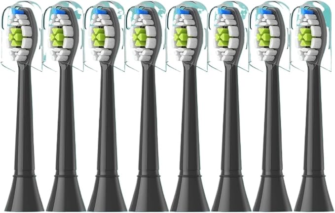 4/8pcs Replacement Toothbrush Heads Compatible with Philips Sonicare Soft Electric Brush Head 4100 6500 6100 7500 5(8pcs Black)