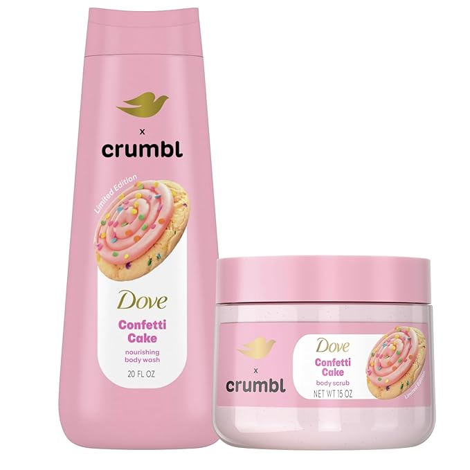 Dove Moisturizing Body Wash &amp Scrub | Confetti Cake Scent | 20oz Wash + 15oz Scrub | Limited Edition