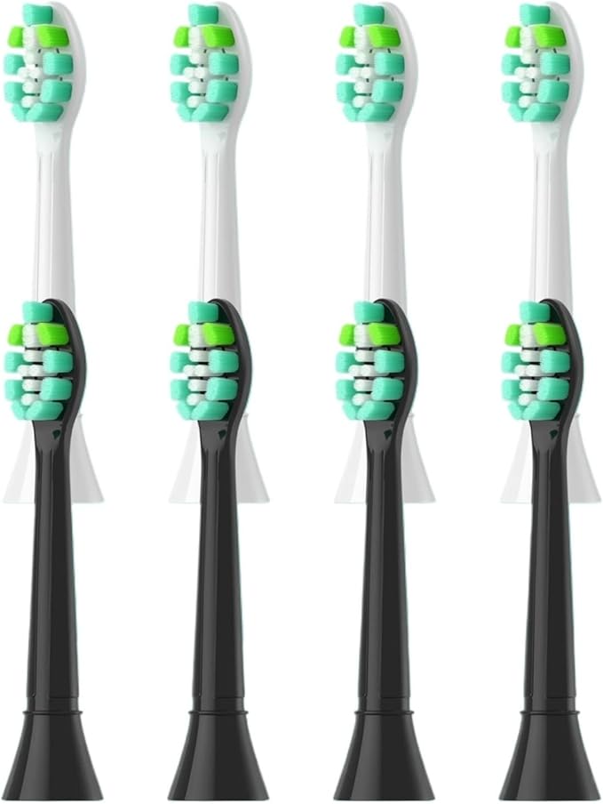 4-16pcs Replacement Toothbrush HeadsCompatible for Phillips Sonicare Electric HandlesSoft Bristles(4White 4Black)