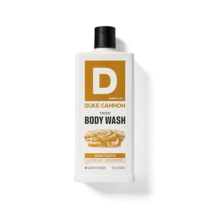 Duke Cannon THICK Body Wash for Men – Sawtooth Alpine Air &amp Cedarwood Scent 3X Thicker Formula Mineral-Enriched Exfoliation Sulfate &amp Paraben Free 18 oz (Pack of 3)