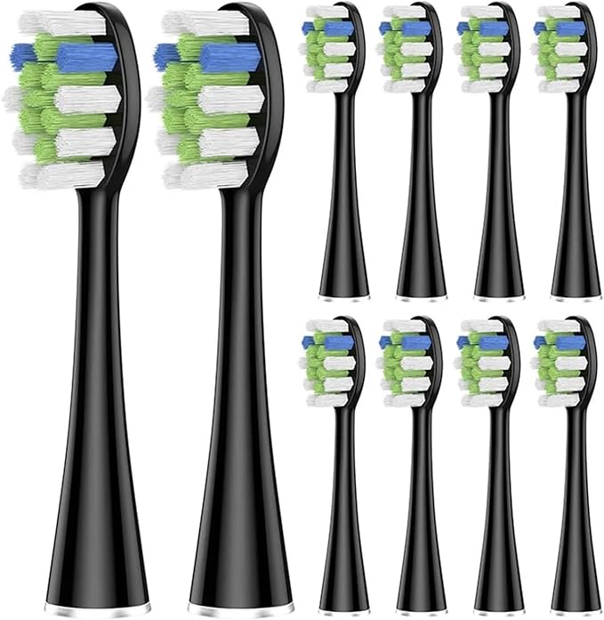 5 Pcs/10 Pcs Replacement Brush Heads Compatible for AquaSonic Black Series Vibe Pro Duo Electric Toothbrush(10 pcs BK)