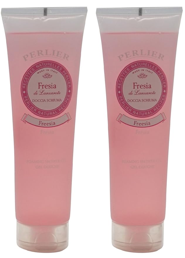 Perlier:Fresia di Lanzarote Foaming Shower Gel Freesia Scent 8.4 Fluid Ounces (250mL) Tube - Pack of 2 [ Italian Import ]