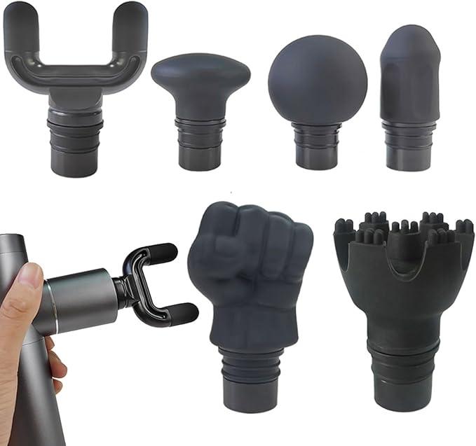 Silicone Massage Gun Attachments Upgraded 6 PCS Massager Heads to Meet Different Needs for Deep Tissue Muscle Massage Gun 3 Size Interface Plug-n-Play Accessories Easy to Use (12MM-13MM Interface)