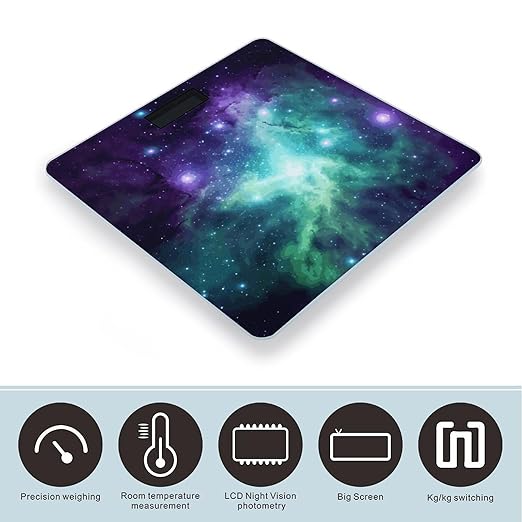 Green Blue Purple Galaxy Bathroom Scale Ultra-Bright Liquid Crystal Screen Weight Scale Accurate Bathroom Body Scales for Body Weight Bathroom Pet Home Bedroom Gift-Giving