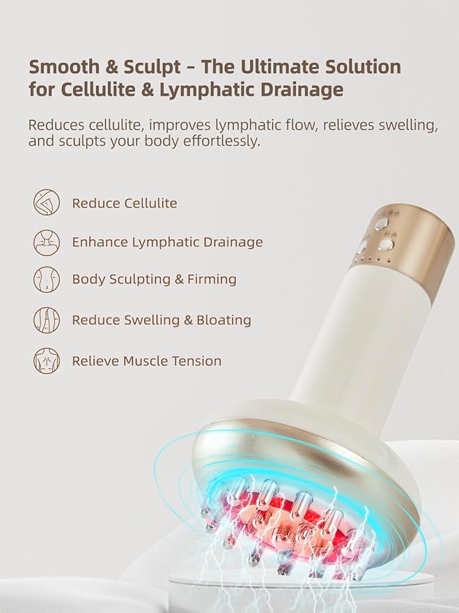 Lymphatic Drainage Massager &amp Anti Cellulite Massage Tool Reduce Stretch Marks &amp Cellulite for Legs Arms &amp Belly Body Sculpting Machine with Microcurrent Light Heat &amp VibrationW