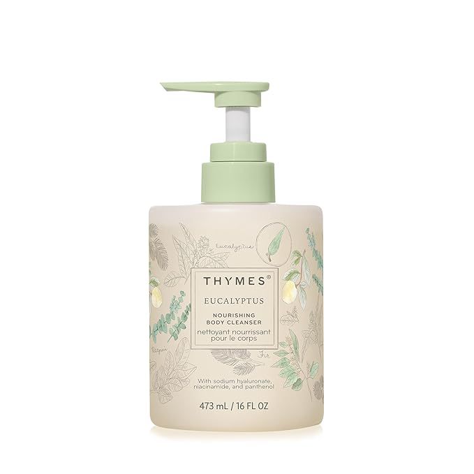 Thymes Nourishing Body Cleanser - Large Moisturizing Body Wash with Pump - Hydrating Cleanser - Notes of Eucalyptus Oil Lemon Petitgrain Bergamot Lemongrass &amp Lush Fir (Eucalyptus 16 fl oz)