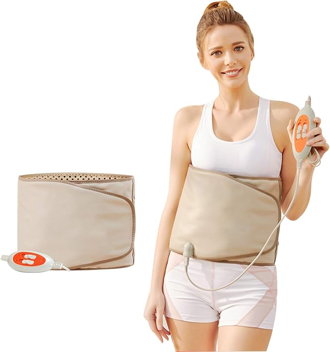 Electric Slimming Heating Belt-with Hot Compress and Vibration Function-360° Full Circle Heating-Help Relieve Back and Waist Pain-50×11 Inches PU MaterialPlug Use2.86Lb (Grey 110V US Plug)