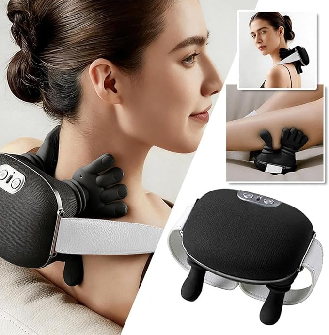 Neck Massager Neck and Shoulder2026 New Portable Hand Shoulder and Back Massagers Cervical MassagerElectric Masajeador en Forma de ManoReal Hand Massagers for MusclesLike Fingers (Black Onesize)