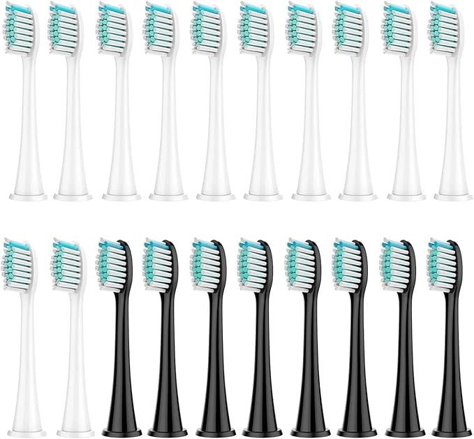 Replacement Brush Heads Compatible for HX3/HX6/HX9 Series Toothbrush HX6064(12 White 8 Black)