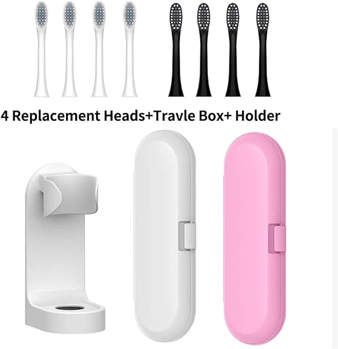 4-Piece Set for X-3 X-2 Electric Toothbrush Replacement Heads Travel case Holder(Ivory)