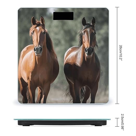 Animales Horses Digital Bathroom Scale for Body Weight with High Precision Digital Weighing Scale with BMI Clear LCD Display and Step-On Measures Weight Up to 180kg