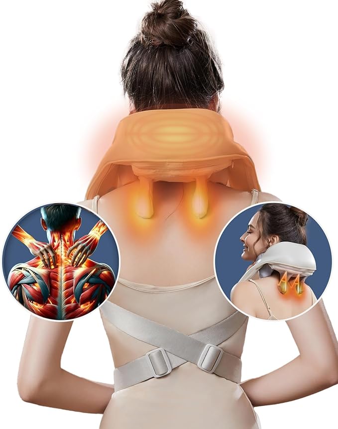Luxe Massager for Neck Shoulder and Back Muscle Relaxer Device and Posture Trainer with Heat for Pain Relief Electric Massager Pillow Ideal Gifts