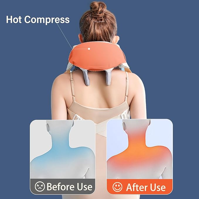 Wearable Neck Shoulder Massager Deep Tissue Shiatsu Back Massagers with Heat for Pain Relief Electric Human-Hand Kneading Squeeze Muscles Massage Pillow Gifts for Women Men Full Body Use