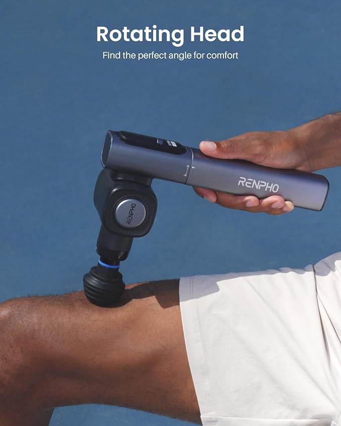 RENPHO Massage Gun with Adjustable Angles and Extension Handle Handheld Back Massager Percussion Muscle Massager Deep Tissue with Portable Carry Case for Men Women Extend 2
