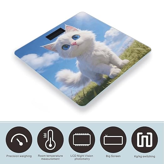 Blue-Eyed Snowball Smart Scale for Body Weight Digital Bathroom Scale Toughened Glass Weight Scale with Large LCD Backlight Display High Precision Scales Weighing Machine