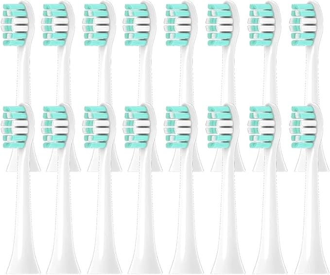 Compatible For PhilipsHX6520 HX6530 HX6711 HX6712 HX6721 HX6730 HX6731 HX6732 HX6761 Replacement DuPon Toothbrush Soft Bristle Brush Heads(16pcs)