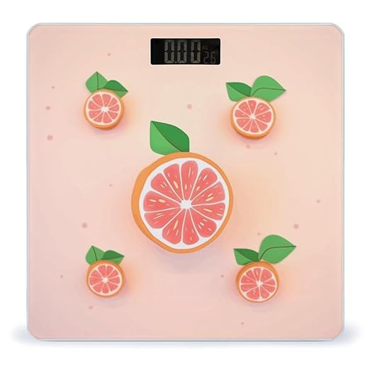 Cute Grapefruit Bathroom Scale for Body Weight LCD Display Digital Bathroom Scale Tempered Glass Bathroom Weight Scales Fashion Smart Scales for Home Bedroom 400 Lb