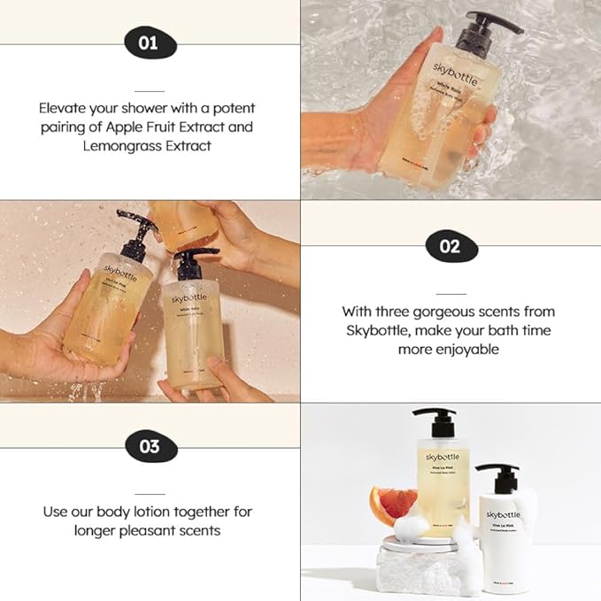 skybottle Body Wash Refreshing and Cleansing With AHA Deep Moisture for Dry Skin Perfumed with Fig Fruit Woody Scent 10.1 Fl. Oz