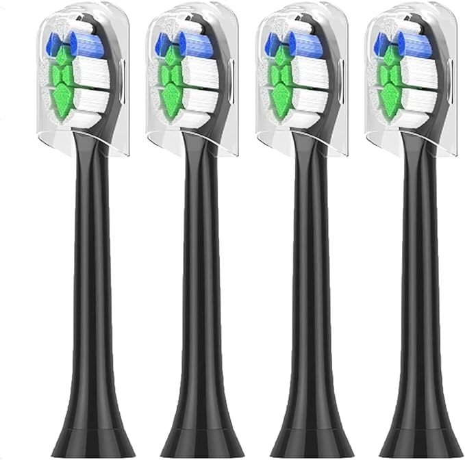 4/8/12/16 Pcs Replacement Toothbrush Heads Compatible for PhilipsSonicare Electric Toothbrush Refills for 1100 2100 4100 5100(4pcs Black)