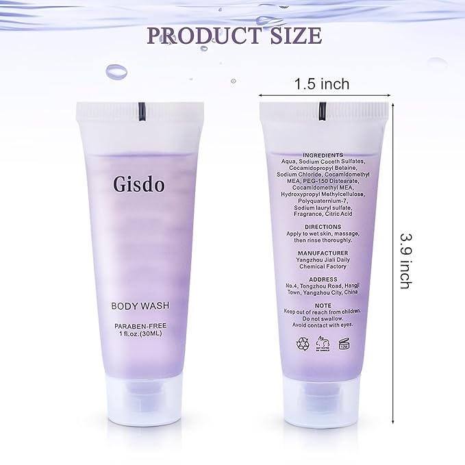 Travel Size Body Wash Bulk (1 fl oz 100 Pack) Refreshing Hotel Body Wash Mini and Small Size Guest Hotel Toiletries in Bulk