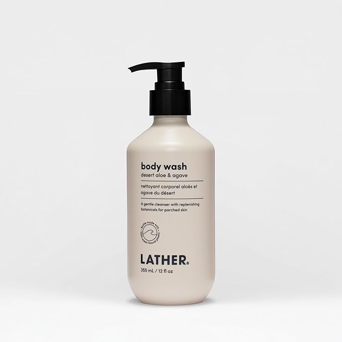 LATHER Desert Aloe &amp Agave Body Wash | Hydrating &amp Refreshing Skin Care | Paraben &amp Sulfate Free | Gentle Cleansing with Invigorating Scent | Suitable for All Skin Types | 12 oz