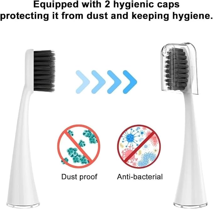 Replacement Toothbrush HeadsCompatible for Seago S9 S1 S6 S8 S21 S26 S28 SG540 SG860 SG861 SG986 SG987 SG988 2752 Head(16pcs Black)