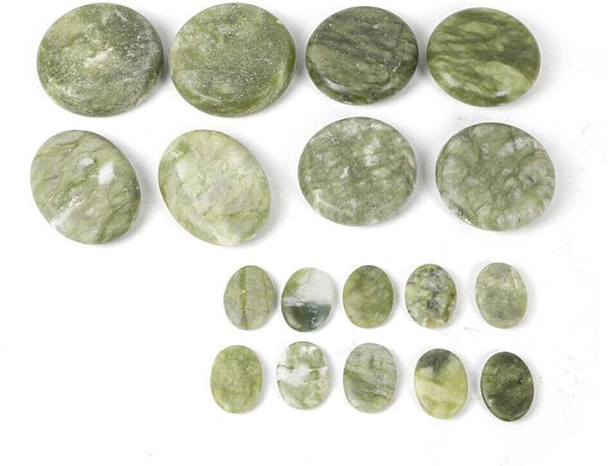 YIYIBYUS 16PCS Hot Stone Massage Spa Set Natural Jade Heated Warmer Heating Rocks with Package Box for Spa