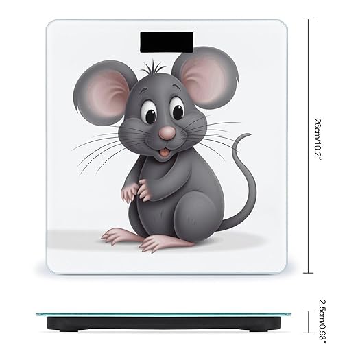 Grey Rat Scale for Body Weight High Precision Digital Weight Scales with LCD Display Anti-Slip Sturdy Slim Tempered Glass Bathroom Scale for Home Use