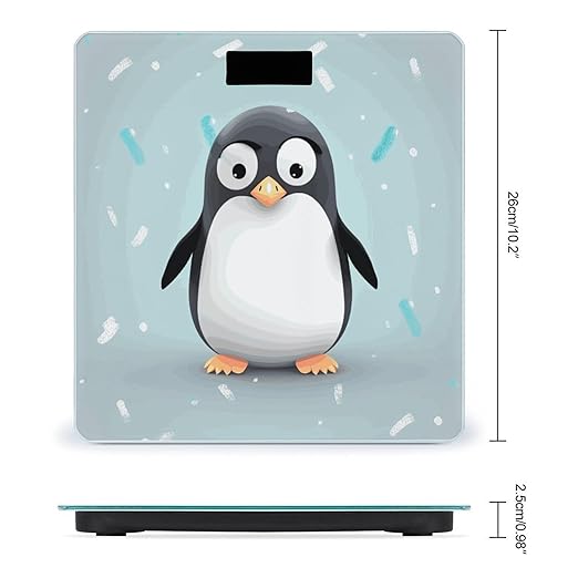 Cute Penguin Weight Scale Digital Electronic Scales Bathroom Scale Larg LCD Backlight Display High Precision MeasurementsTempered Glass