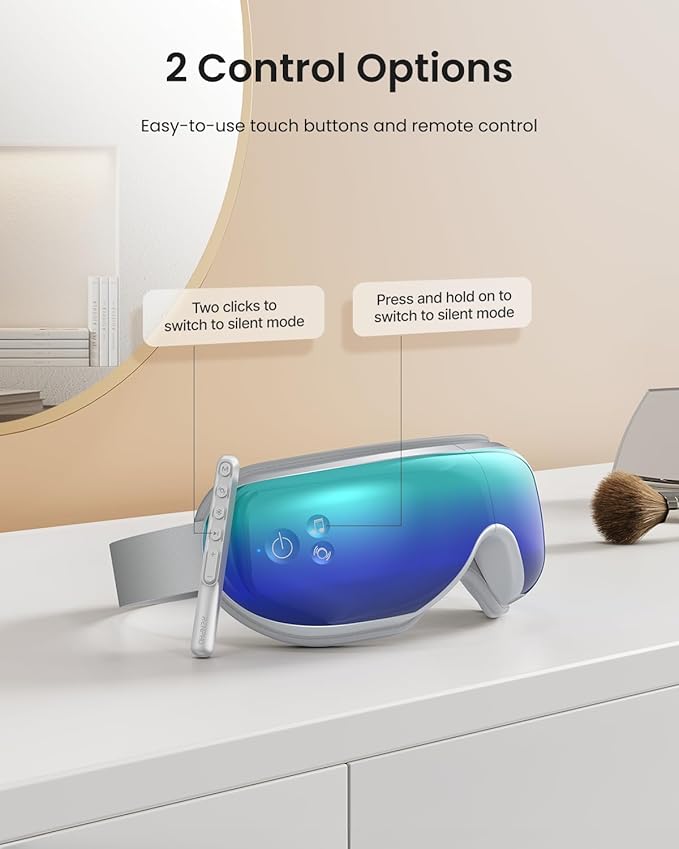 RENPHO Eyeris 1 Eye Massager with Remote Birthday Valentines Day Gifts for Women Men Sleep Mask with Heat Compression Headache Massager for Strain Migraine Relief Stye Eye