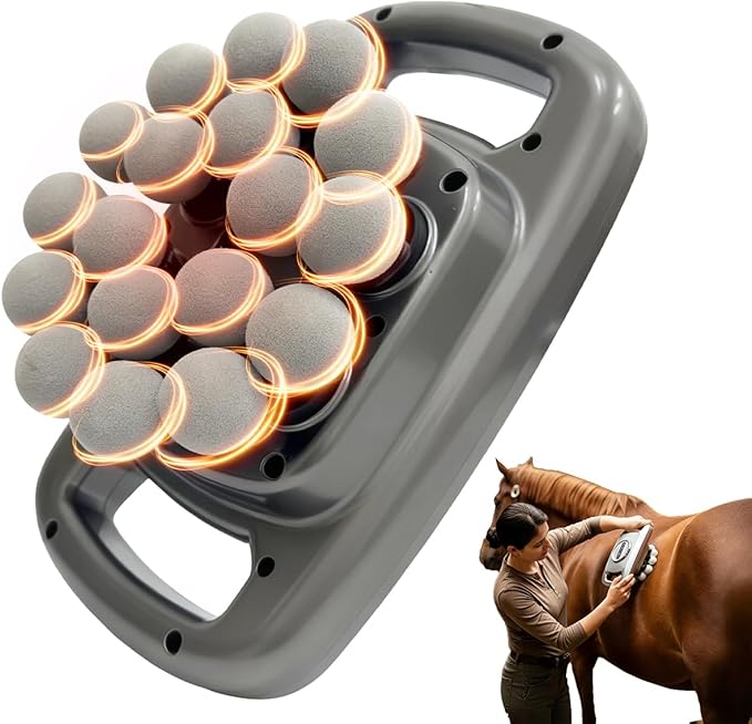 Equine Recovery Pro 18-Head Massage Gun – Deep Tissue Percussion Massager for Horses 20mm Amplitude Dual Red Light &amp Heat Therapy Ultra-Quiet 20-30dB Enhances Flexibility &amp Wellness
