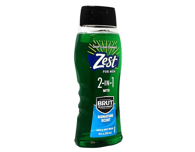 Zest 2-in-1 Hair &amp Body Wash for Men with BRUT Signature Scent Deep Clean Formula 18 fl oz (Pack of 6)