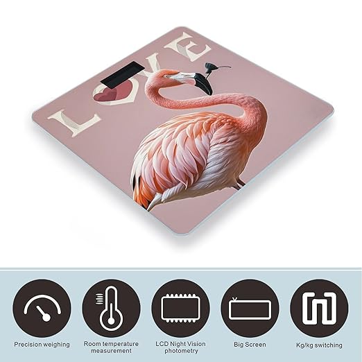 Love Flamingo Scale for Body Weight Digital Bathroom Scale Toughened Glass High Precision Scales for Body Weight with Large LCD Backlight Display Weight Scales