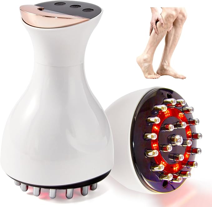 Leg Massager for Circulation and Pain Relief Lymphatic Drainage &amp Varicose Veins Support - Calf Foot &amp Knee Massager with SoothingPulse Heat Light &amp Vibration - White