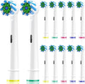 12pcs Cross Action Replacement Brush Heads Compatible for Oral BD12 D16 D100 3757 3709 pro3 pro1max Electric Toothbrush(White-12pcs)