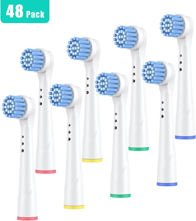 Safcare Sensitive Gum Care Replacement Brush Heads Pack of 48 Professional Electric Toothbrush Heads Compatible with Oral b Braun Electric Toothbrush (48 Pack)