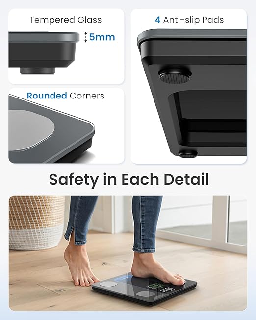 RENPHO Smart Scale for Body Weight Weight Scale with 7-in-1 Large Display for BMI Body Fat Muscle Mass 13 Body Composition High Accurate Bluetooth Scale 500lbs 11.8 Elis 2XL