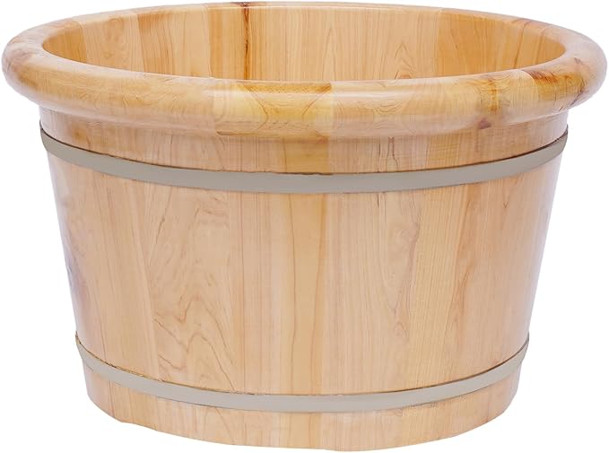 Wooden Foot Basin SetFoot Basin Wooden Foot Bath Bucket Foot Basin Wooden with Massage Roller and Lid Foot Tub with lid Foot Bath for Soaking Feet Spa Foot Care for WashingSoak Massage