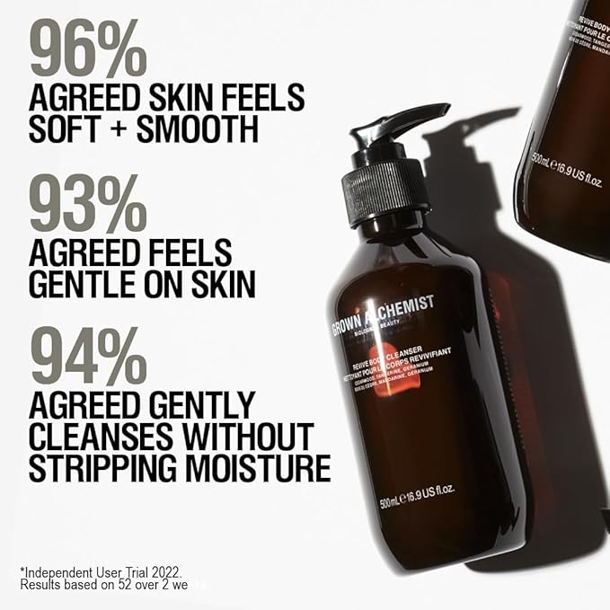 Grown Alchemist Revive Body Cleanser Refill Pouch. Cedarwood Tangerine Geranium. Gentle Body Wash. Hydrates &amp Cleanse Skin (1L).