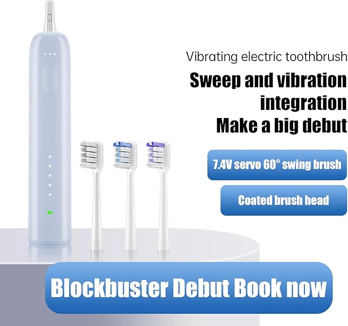 Wave Electric Toothbrush for Adults – Sonic Vibration &amp Rotation Technology 3 Brush Heads IPX7 Waterproof Travel-Friendly Deep Cleaning Durable &amp Convenient Design