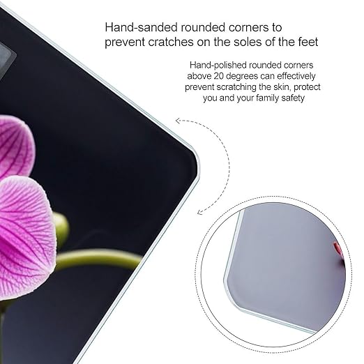 Purple Orchid Scale for Body Weight Accurate Digital Bathroom Scale Toughened Glass High Precision Scales Smart Weight Scales with Large LCD Backlight Display Weighing Machine