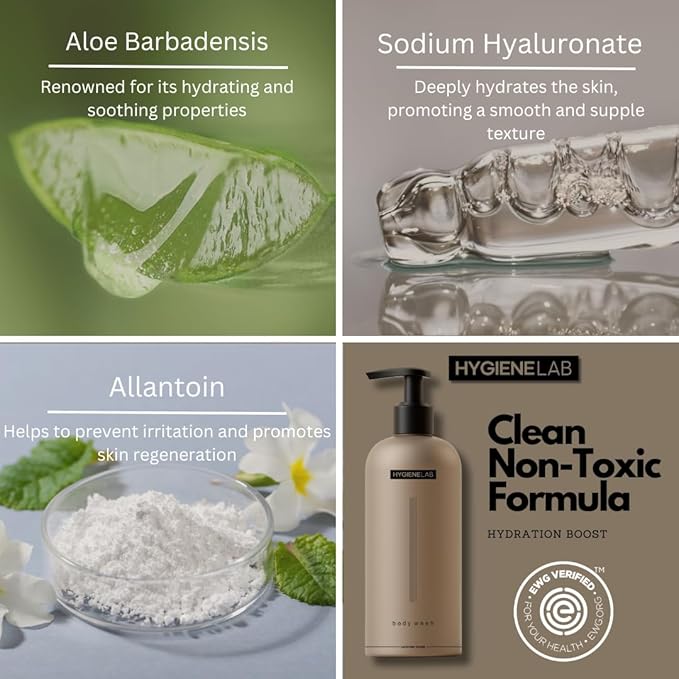 HygieneLab Mens Natural Body Wash - Ultra Hydrating EWG Verified Clean Formula Lavender Sands Scent Sulfate-Free Paraben-Free Phthalates-Free Gentle &amp Effective for Healthy Skin (10 oz)