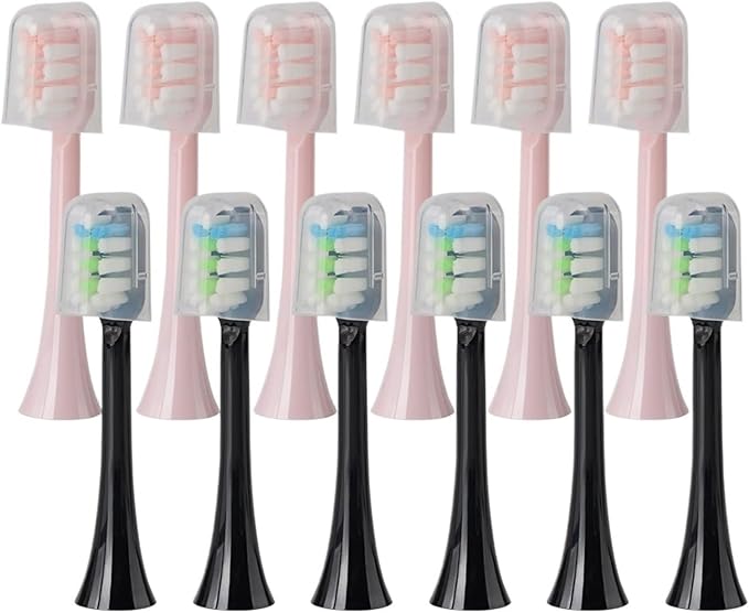 Replacement Brush HeadsCompatible for SOOCAS X3U/X3Pro/X5/V1/D2/D3 6/12pcs Bristle Heads Electric Toothbrush(SHUSHI-PK6BK6)