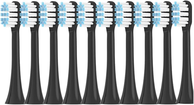 10PCS Replacement Toothbrushes Head Compatible for SOOCAS X3/X3 Pro/X1/V1/V2/D3/X3U/X5 Soft Sonic Electric Brush Clean Nozzles(10Black)